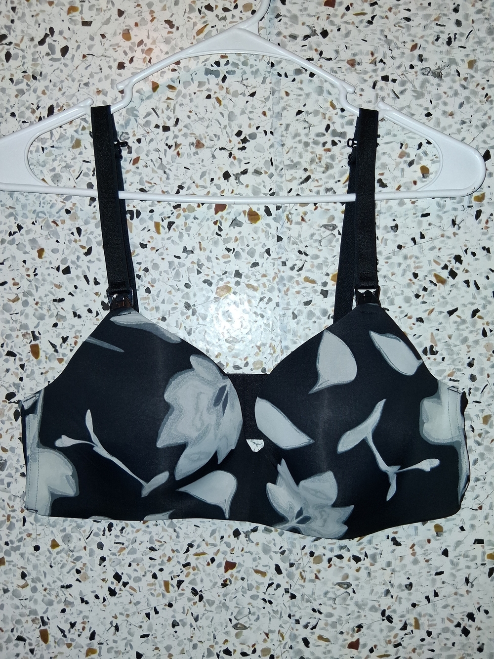 Women's Auden Nursing Bra Size 38D Black White Padded Wireless